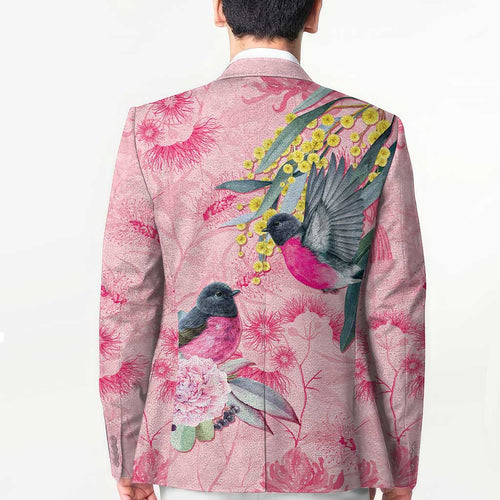 Birds and Floral Aussie Pink Robins Blazer Rosy Glow - Aussie Hoodie