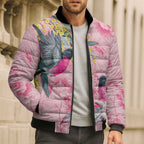 Birds and Floral Aussie Pink Robins Bomber Puffer Jacket Rosy Glow - Aussie Hoodie