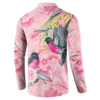 Birds and Floral Aussie Pink Robins Button Sweatshirt Rosy Glow - Aussie Hoodie