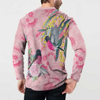 Birds and Floral Aussie Pink Robins Button Sweatshirt Rosy Glow - Aussie Hoodie