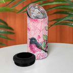 Birds and Floral Aussie Pink Robins 4 in 1 Can Cooler Tumbler Rosy Glow - Aussie Hoodie