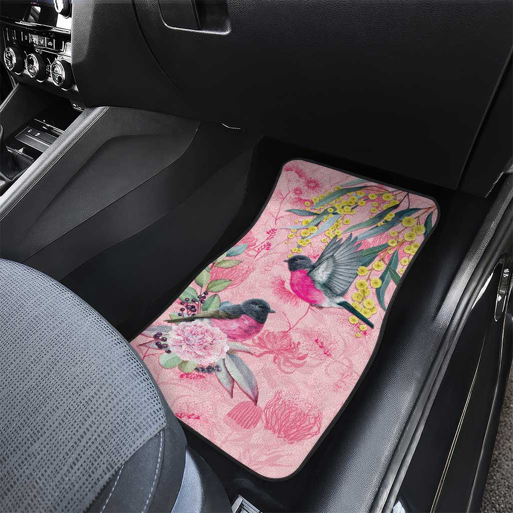 Birds and Floral Aussie Pink Robins Car Mats Rosy Glow - Aussie Hoodie