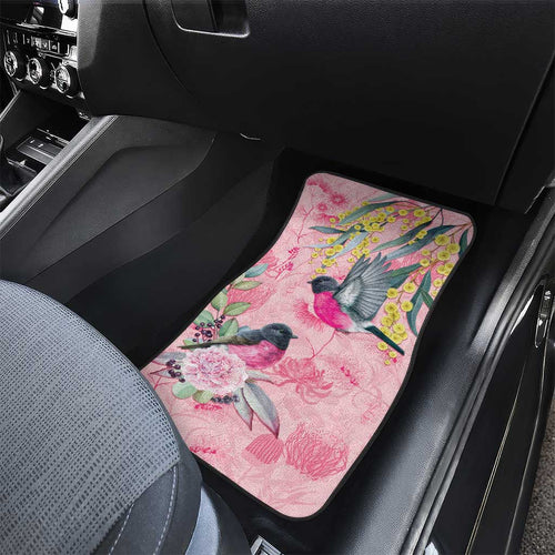 Birds and Floral Aussie Pink Robins Car Mats Rosy Glow - Aussie Hoodie
