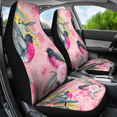 Birds and Floral Aussie Pink Robins Car Seat Cover Rosy Glow - Aussie Hoodie