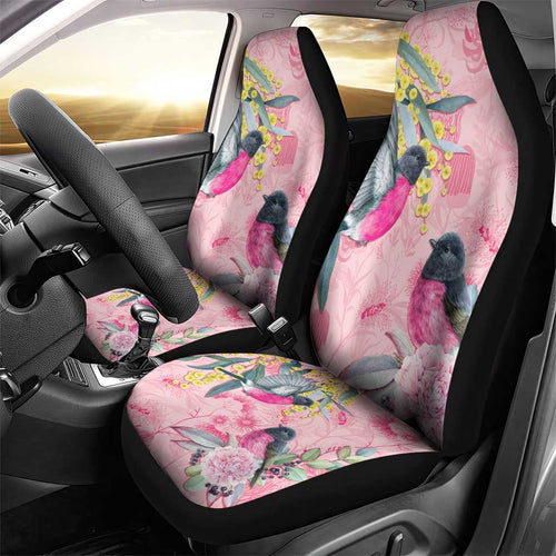 Birds and Floral Aussie Pink Robins Car Seat Cover Rosy Glow - Aussie Hoodie