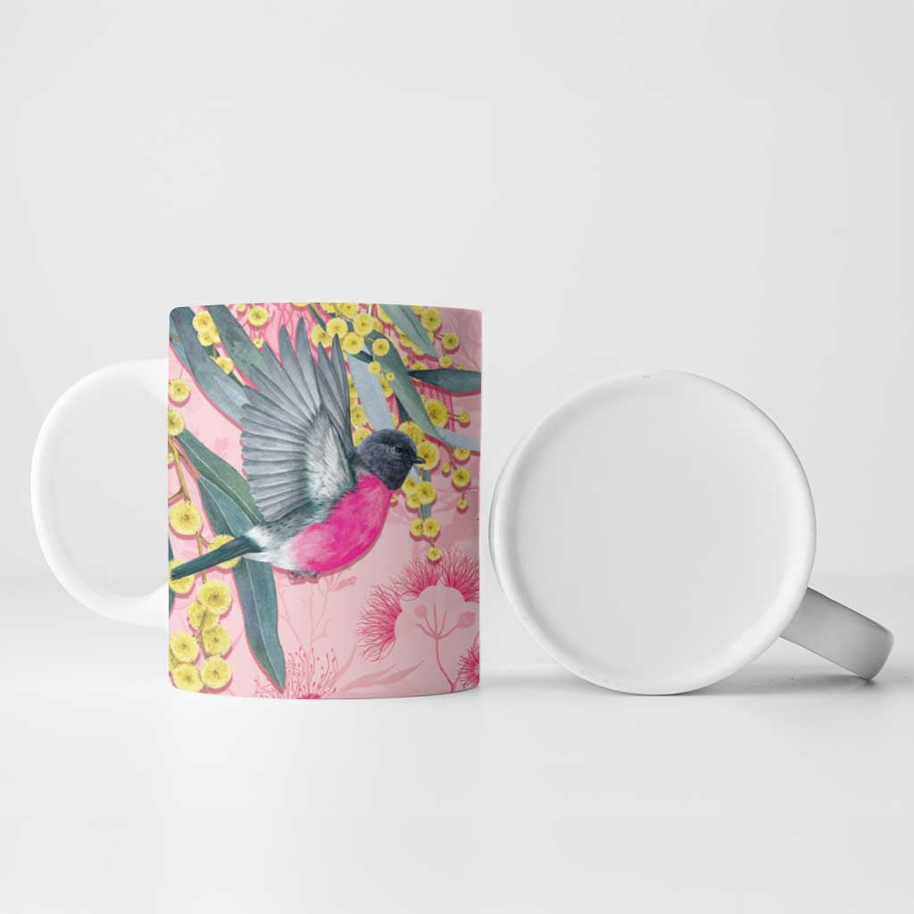 Birds and Floral Aussie Pink Robins Ceramic Mug Rosy Glow - Aussie Hoodie