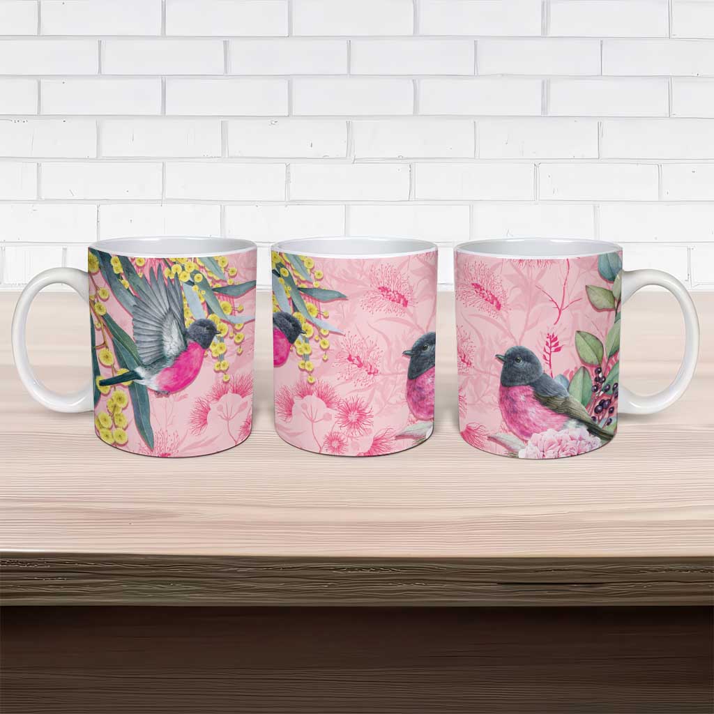 Birds and Floral Aussie Pink Robins Ceramic Mug Rosy Glow - Aussie Hoodie