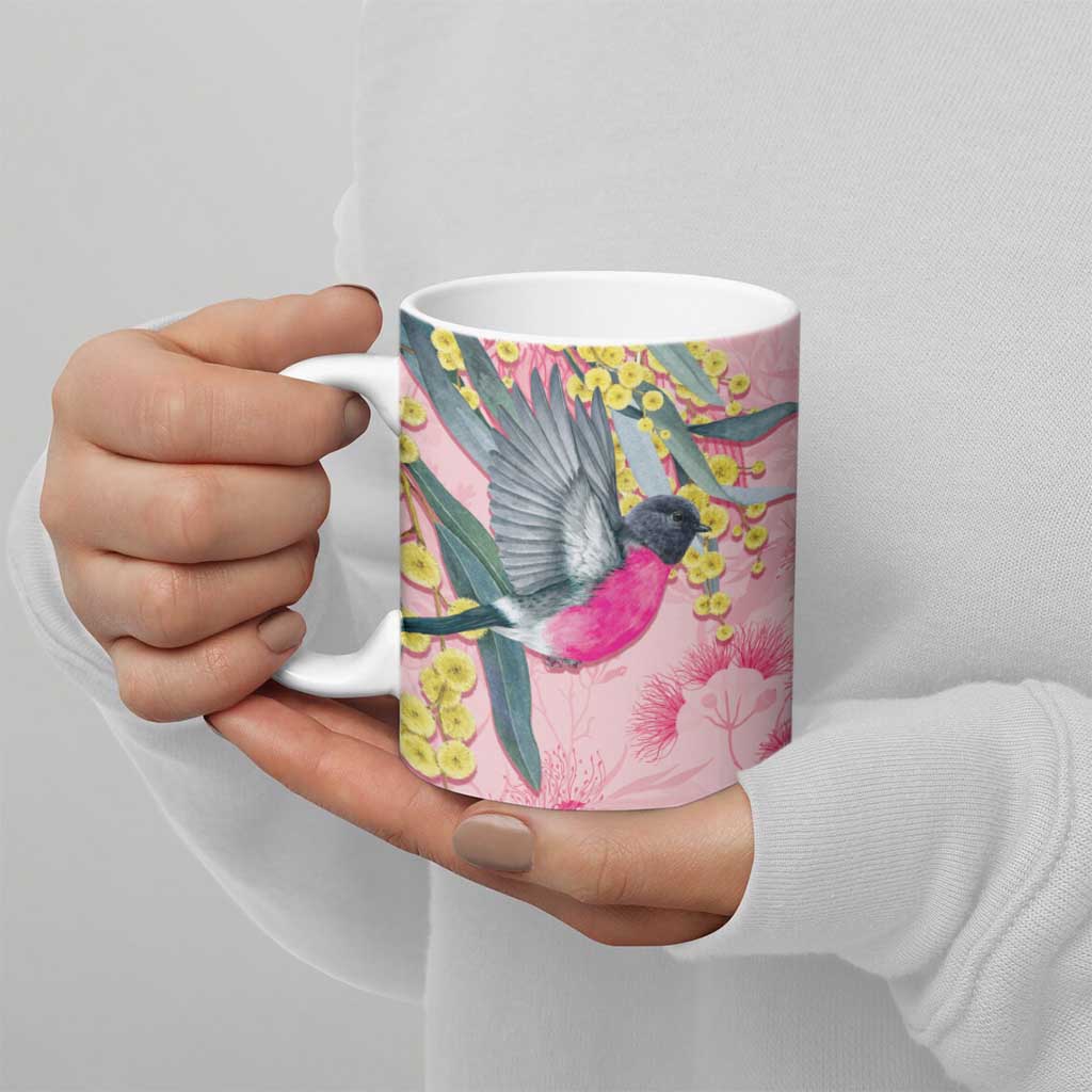 Birds and Floral Aussie Pink Robins Ceramic Mug Rosy Glow - Aussie Hoodie