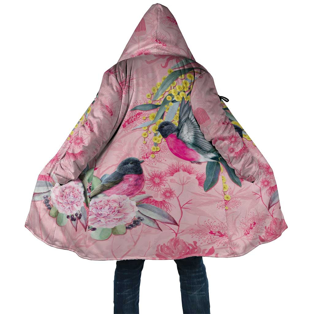 Birds and Floral Aussie Pink Robins Cloak Rosy Glow - Aussie Hoodie