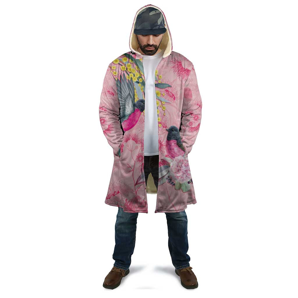 Birds and Floral Aussie Pink Robins Cloak Rosy Glow - Aussie Hoodie