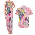 Birds and Floral Aussie Pink Robins Couples Matching Tank Maxi Dress and Hawaiian Shirt Rosy Glow - Aussie Hoodie