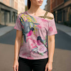 Birds and Floral Aussie Pink Robins Cross Shoulder Shirt Rosy Glow - Aussie Hoodie