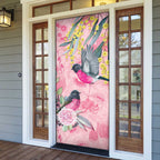 Birds and Floral Aussie Pink Robins Door Cover Rosy Glow - Aussie Hoodie