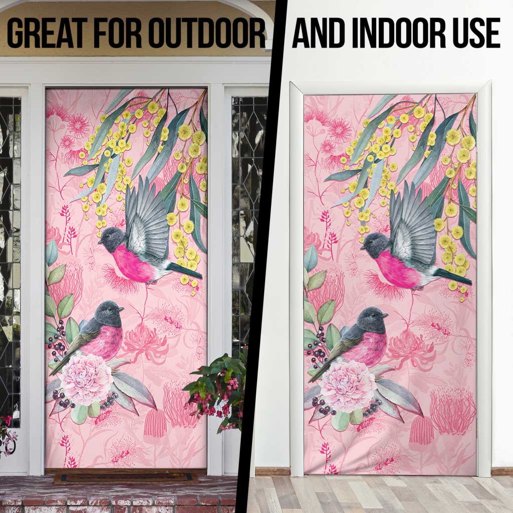 Birds and Floral Aussie Pink Robins Door Cover Rosy Glow - Aussie Hoodie