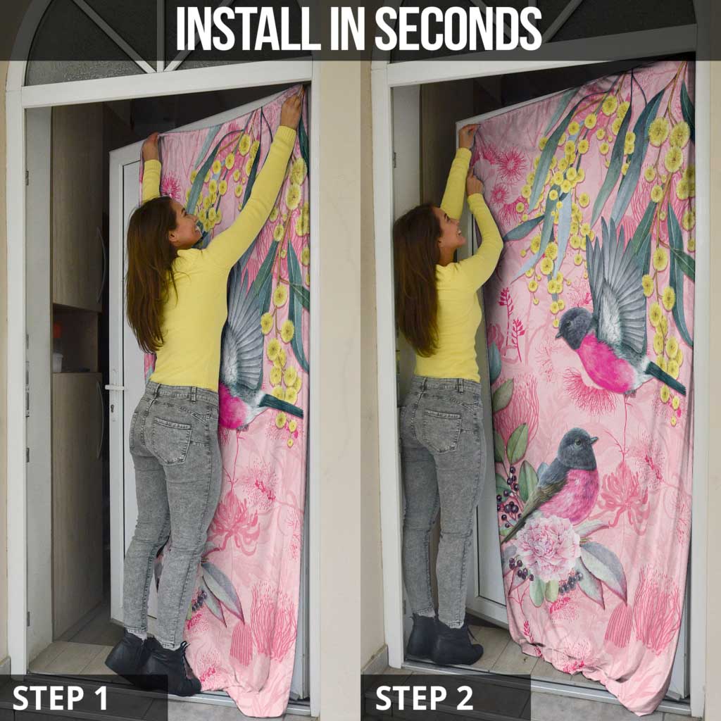 Birds and Floral Aussie Pink Robins Door Cover Rosy Glow - Aussie Hoodie