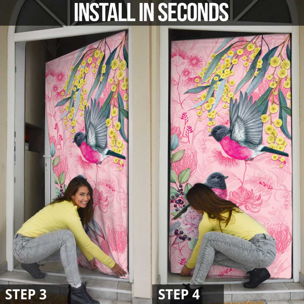 Birds and Floral Aussie Pink Robins Door Cover Rosy Glow - Aussie Hoodie