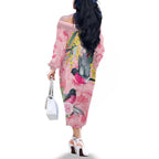 Birds and Floral Aussie Pink Robins Family Matching Off The Shoulder Long Sleeve Dress and Hawaiian Shirt Rosy Glow - Aussie Hoodie