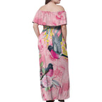 Birds and Floral Aussie Pink Robins Family Matching Off Shoulder Maxi Dress and Hawaiian Shirt Rosy Glow - Aussie Hoodie