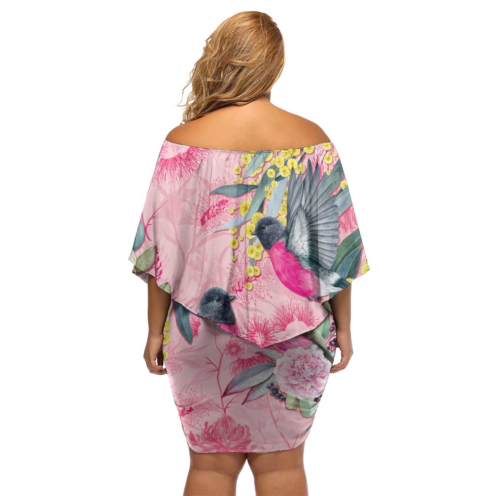 Birds and Floral Aussie Pink Robins Family Matching Off Shoulder Short Dress and Hawaiian Shirt Rosy Glow - Aussie Hoodie