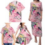 Birds and Floral Aussie Pink Robins Family Matching Puletasi and Hawaiian Shirt Rosy Glow - Aussie Hoodie