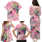 Birds and Floral Aussie Pink Robins Family Matching Puletasi and Hawaiian Shirt Rosy Glow - Aussie Hoodie