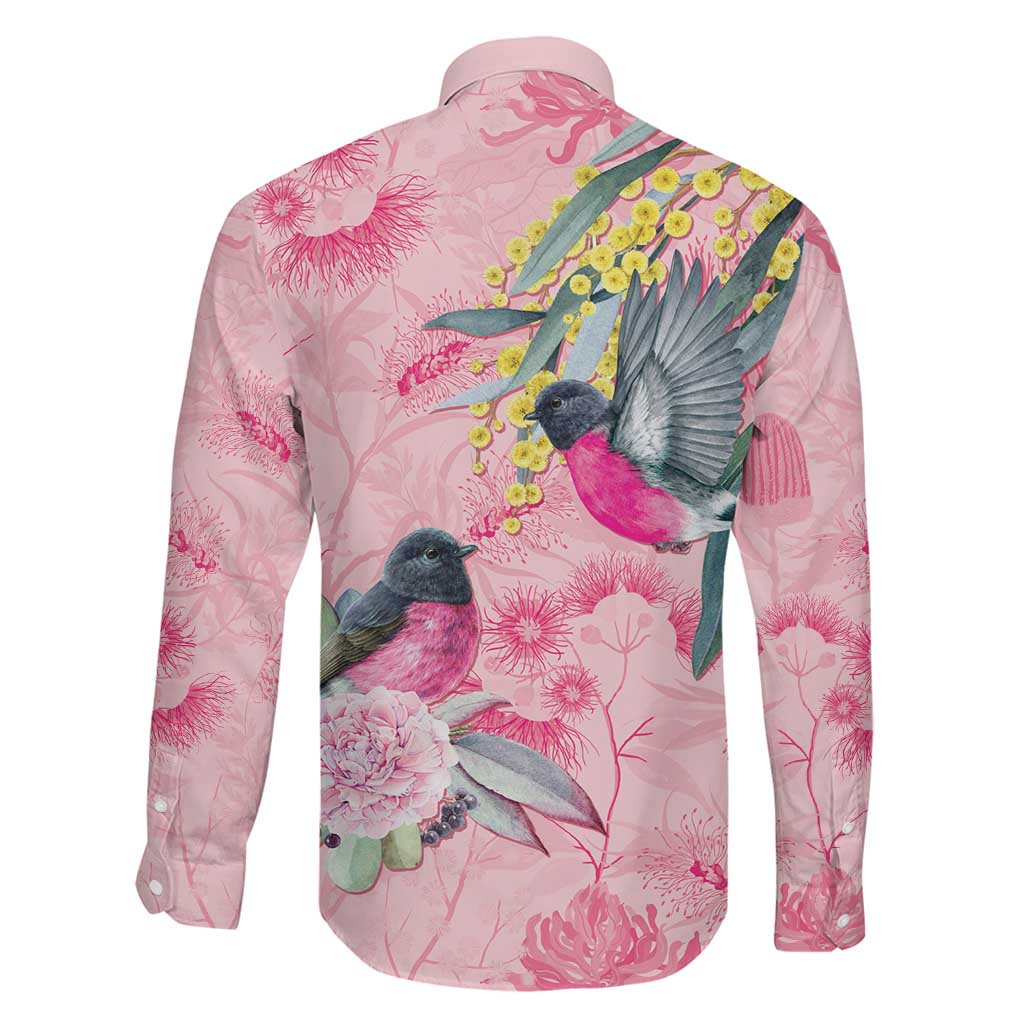 Birds and Floral Aussie Pink Robins Family Matching Puletasi and Hawaiian Shirt Rosy Glow - Aussie Hoodie
