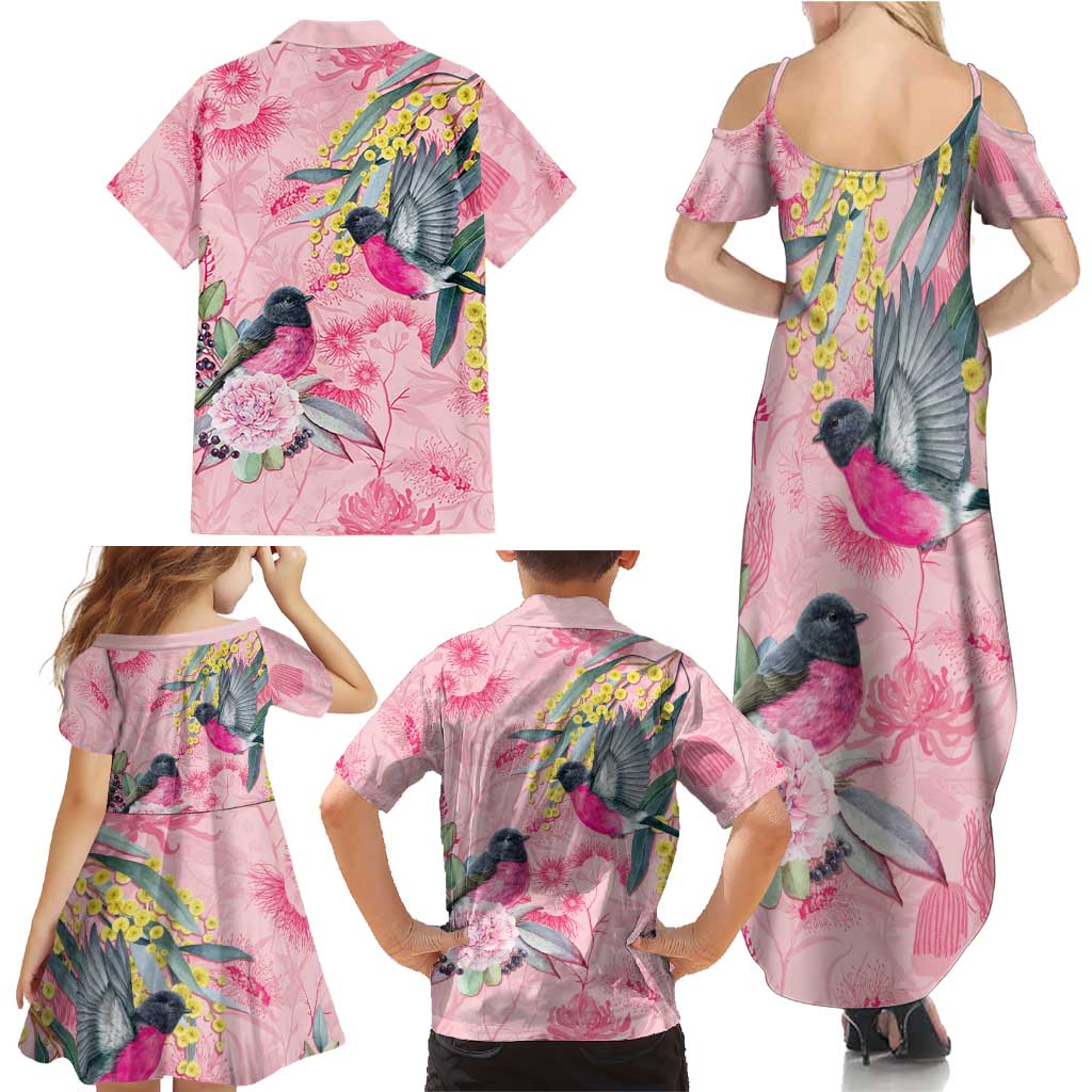 Birds and Floral Aussie Pink Robins Family Matching Summer Maxi Dress and Hawaiian Shirt Rosy Glow - Aussie Hoodie