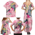 Birds and Floral Aussie Pink Robins Family Matching Summer Maxi Dress and Hawaiian Shirt Rosy Glow - Aussie Hoodie