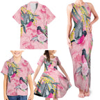 Birds and Floral Aussie Pink Robins Family Matching Tank Maxi Dress and Hawaiian Shirt Rosy Glow - Aussie Hoodie