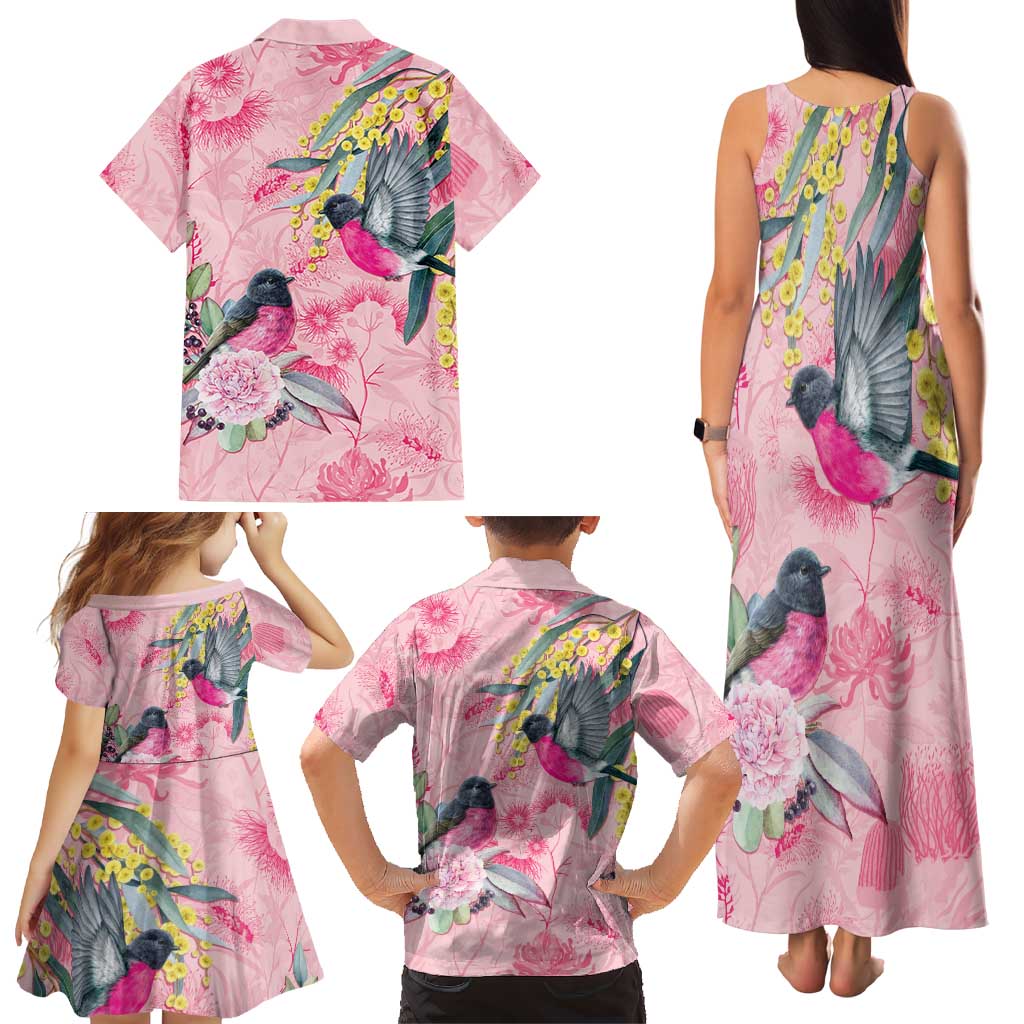 Birds and Floral Aussie Pink Robins Family Matching Tank Maxi Dress and Hawaiian Shirt Rosy Glow - Aussie Hoodie