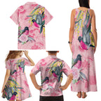 Birds and Floral Aussie Pink Robins Family Matching Tank Maxi Dress and Hawaiian Shirt Rosy Glow - Aussie Hoodie