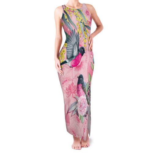 Birds and Floral Aussie Pink Robins Family Matching Tank Maxi Dress and Hawaiian Shirt Rosy Glow - Aussie Hoodie