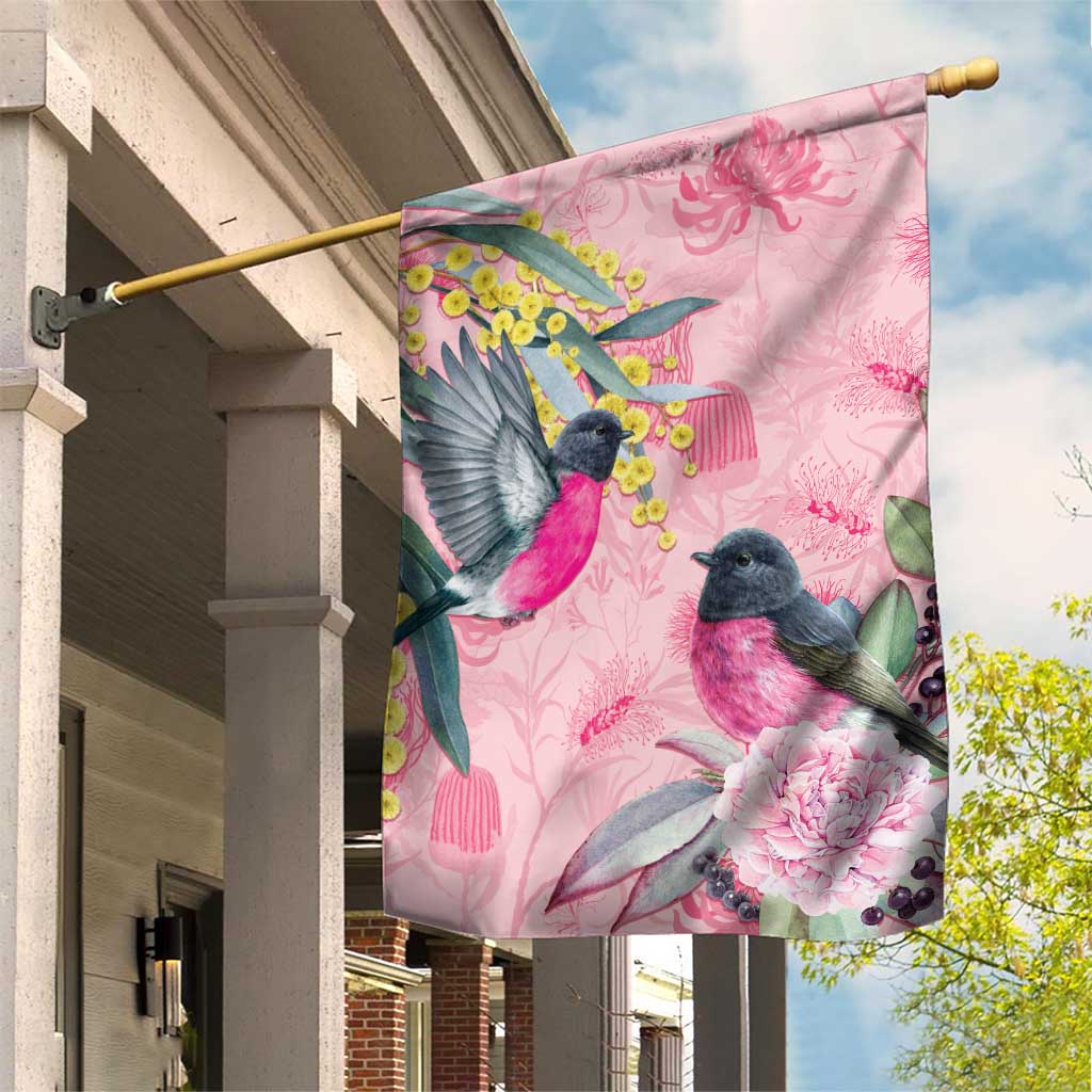 Birds and Floral Aussie Pink Robins Garden Flag Rosy Glow - Aussie Hoodie