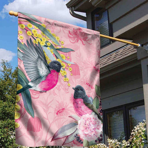 Birds and Floral Aussie Pink Robins Garden Flag Rosy Glow - Aussie Hoodie