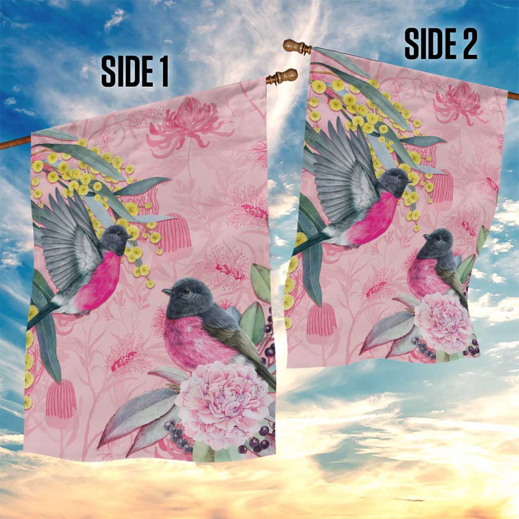 Birds and Floral Aussie Pink Robins Garden Flag Rosy Glow - Aussie Hoodie