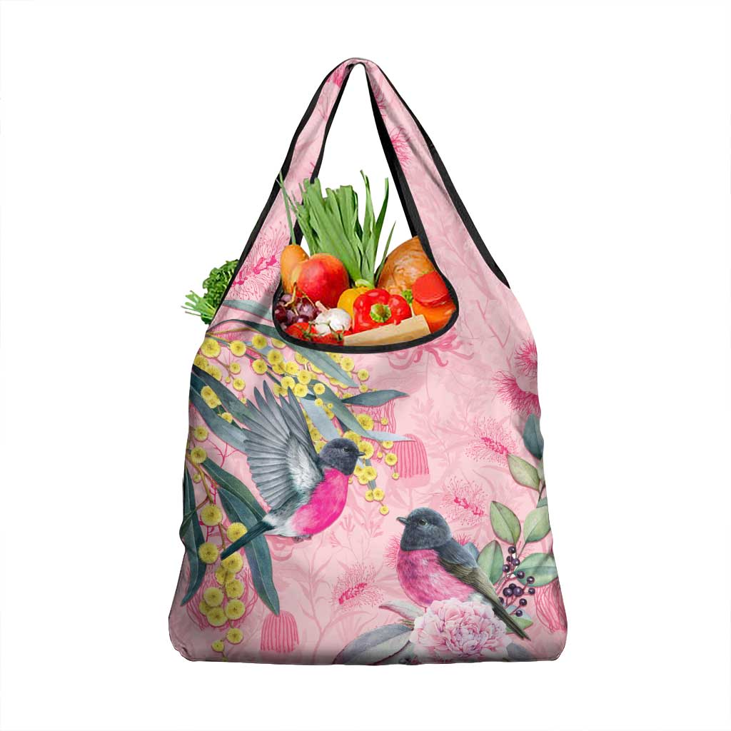 Birds and Floral Aussie Pink Robins Grocery Bag Rosy Glow - Aussie Hoodie