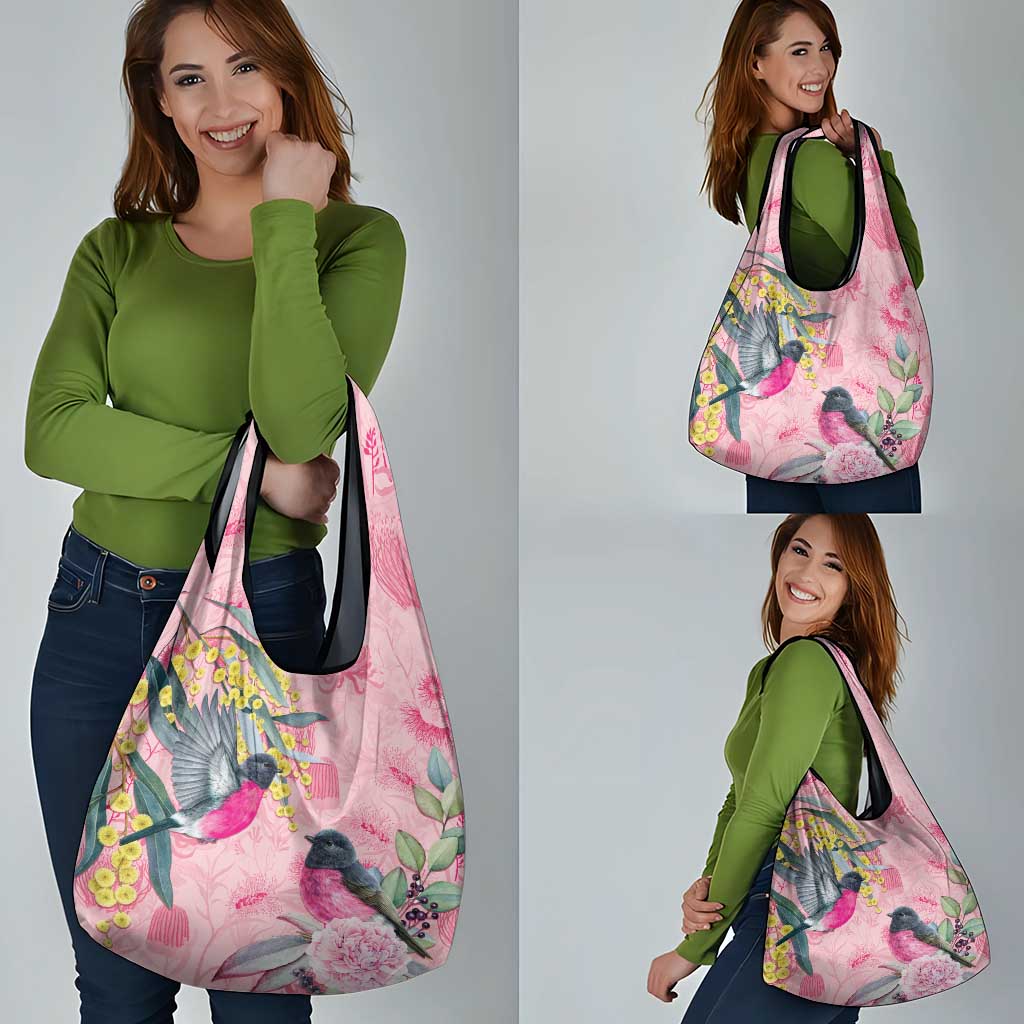 Birds and Floral Aussie Pink Robins Grocery Bag Rosy Glow - Aussie Hoodie