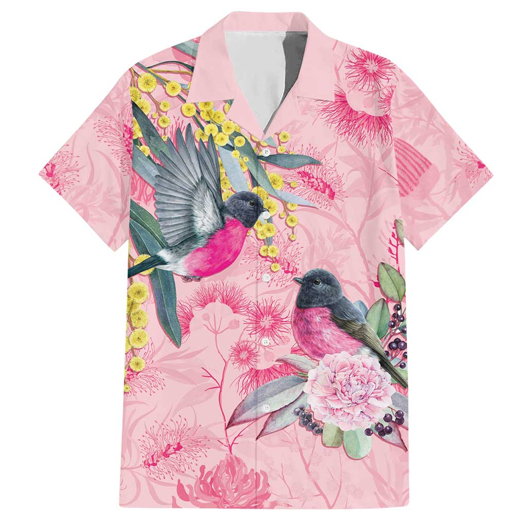 Birds and Floral Aussie Pink Robins Hawaiian Shirt Rosy Glow - Aussie Hoodie