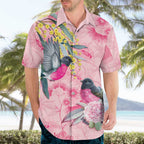 Birds and Floral Aussie Pink Robins Hawaiian Shirt Rosy Glow - Aussie Hoodie