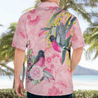 Birds and Floral Aussie Pink Robins Hawaiian Shirt Rosy Glow - Aussie Hoodie