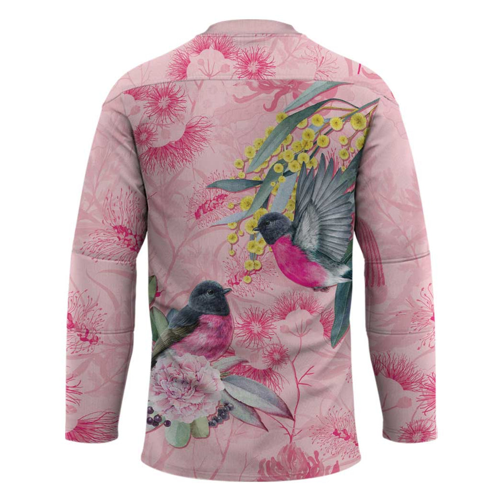 Birds and Floral Aussie Pink Robins Hockey Jersey Rosy Glow - Aussie Hoodie