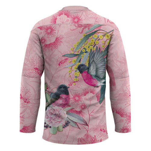 Birds and Floral Aussie Pink Robins Hockey Jersey Rosy Glow - Aussie Hoodie