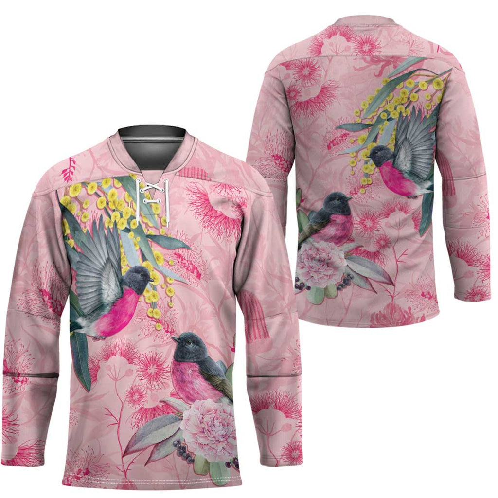 Birds and Floral Aussie Pink Robins Hockey Jersey Rosy Glow - Aussie Hoodie