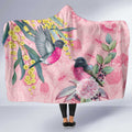 Birds and Floral Aussie Pink Robins Hooded Blanket Rosy Glow - Aussie Hoodie