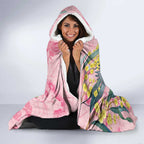 Birds and Floral Aussie Pink Robins Hooded Blanket Rosy Glow - Aussie Hoodie