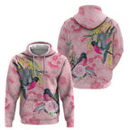 Birds and Floral Aussie Pink Robins Hoodie Rosy Glow - Aussie Hoodie