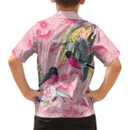 Birds and Floral Aussie Pink Robins Kid Hawaiian Shirt Rosy Glow - Aussie Hoodie