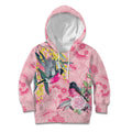 Birds and Floral Aussie Pink Robins Kid Hoodie Rosy Glow - Aussie Hoodie