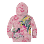 Birds and Floral Aussie Pink Robins Kid Hoodie Rosy Glow - Aussie Hoodie