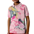 Birds and Floral Aussie Pink Robins Kid Polo Shirt Rosy Glow - Aussie Hoodie